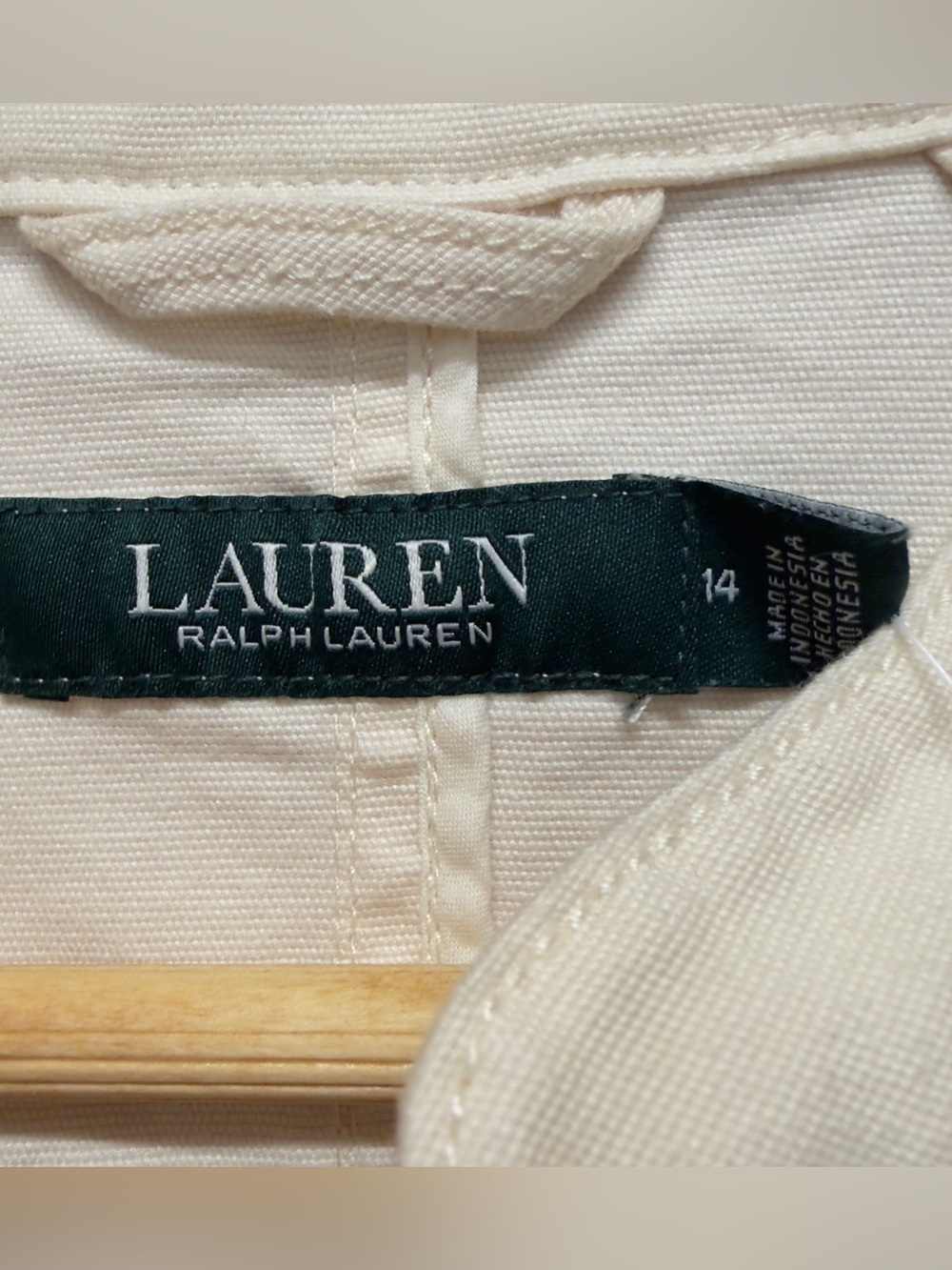 Lauren Ralph Lauren Cotton Canvas Safari Utility Jacket Beige Cream Size 14 NWT - Picture 6 of 11
